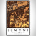 Lemont Illinois Map Print Portrait Orientation in Ember Style With Shaded Background
