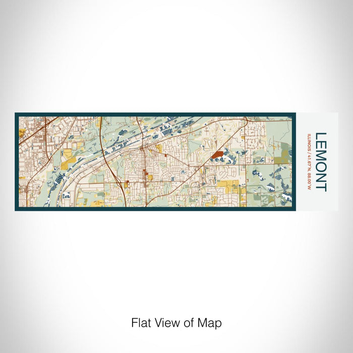 Rendered View of Lemont Illinois Map on 10oz Stainless Steel Insulated Cup in Woodblock with Sliding Lid