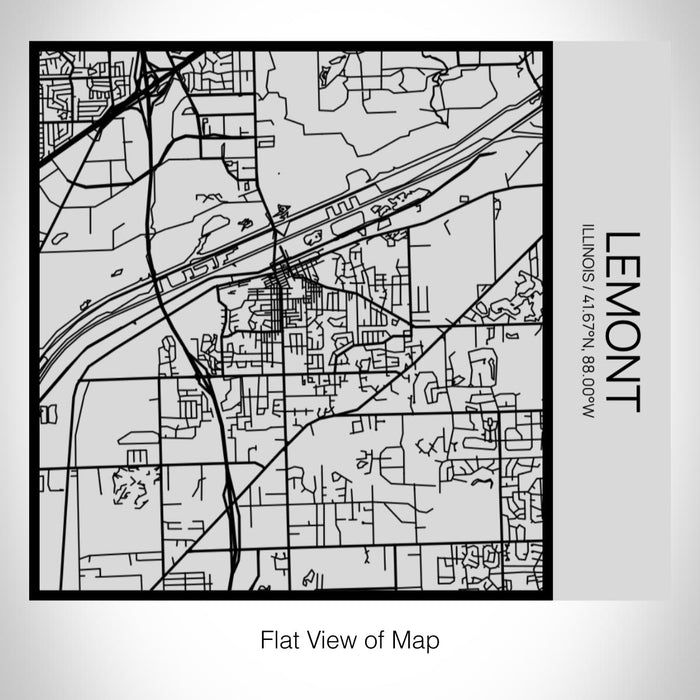 Rendered View of Lemont Illinois Map on 17oz Stainless Steel Insulated Tumbler in Tactile Lines with Succulent in Background