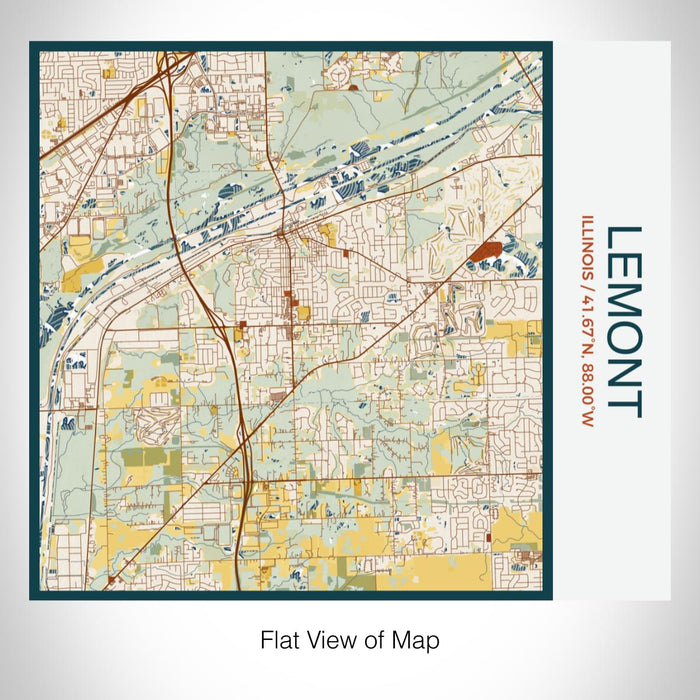 Rendered View of Lemont Illinois Map on 17oz Stainless Steel Insulated Tumbler in Woodblock Map Style