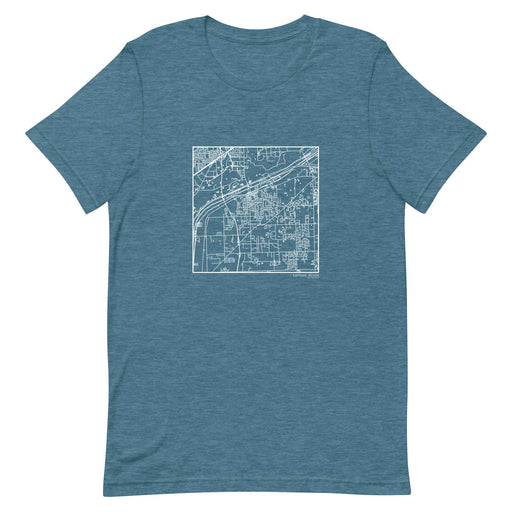 Lemont Illinois  Map Unisex T-Shirt with City inscription in Heather Teal