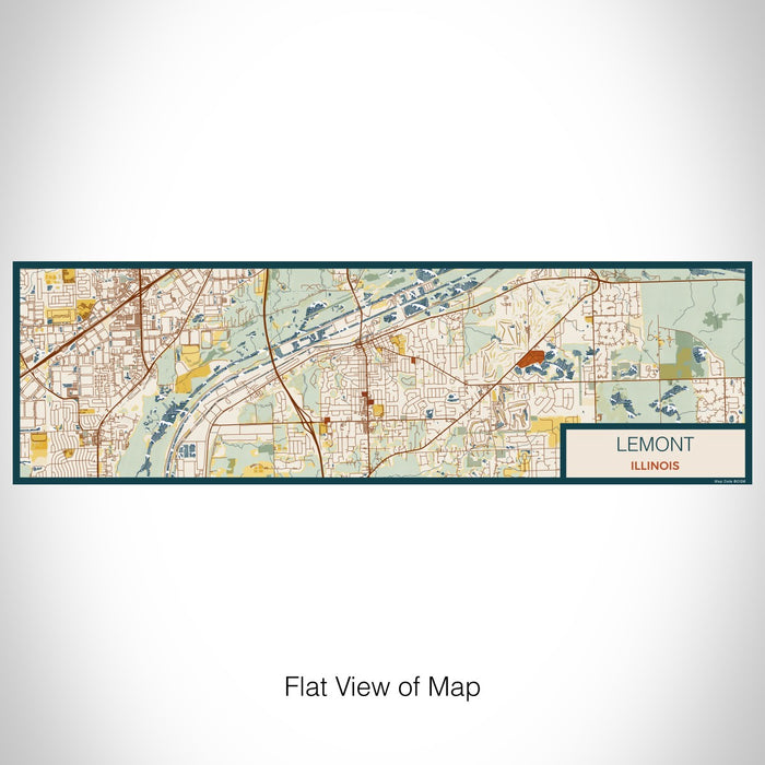 Flat View of Map Custom Lemont Illinois Map Enamel Mug in Woodblock