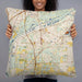 Person holding 22x22 Custom Lemont Illinois Map Throw Pillow in Woodblock