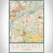 Lemont Illinois Map Print Portrait Orientation in Woodblock Style With Shaded Background