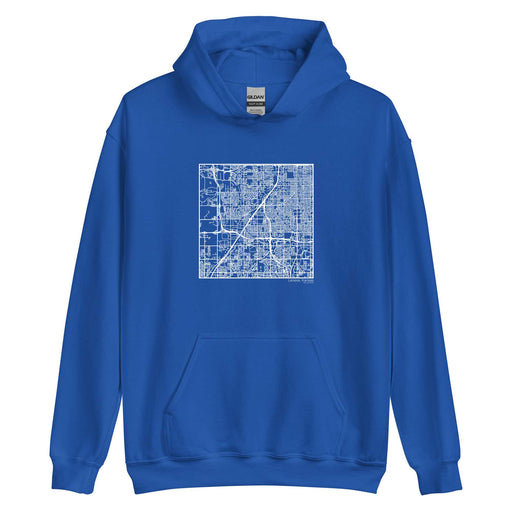 Lenexa Kansas  Map Unisex Hoodie Sweater with City inscription in Royal Blue