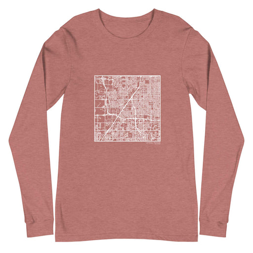 Lenexa Kansas  Map Unisex Long-Sleeve T-shirt with City inscription in Heather Mauve