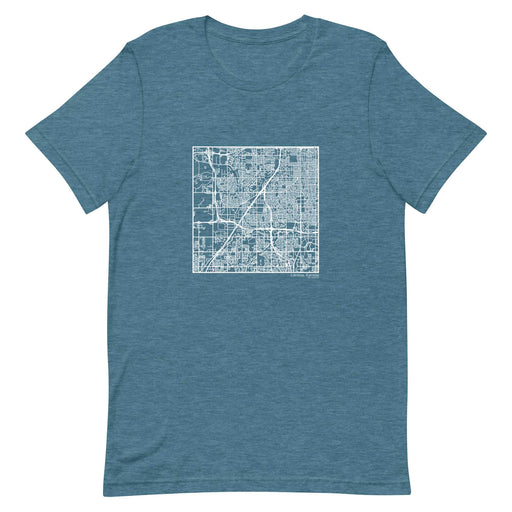 Lenexa Kansas  Map Unisex T-Shirt with City inscription in Heather Teal