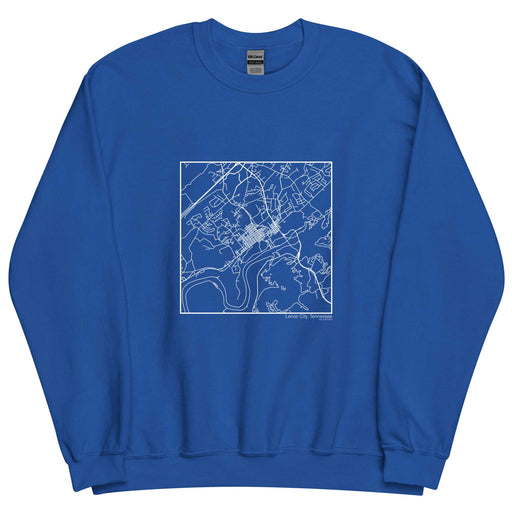 Lenoir City Tennessee  Map Unisex Crewneck Sweater with City inscription in Royal Blue