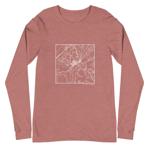 Lenoir City Tennessee  Map Unisex Long-Sleeve T-shirt with City inscription in Heather Mauve