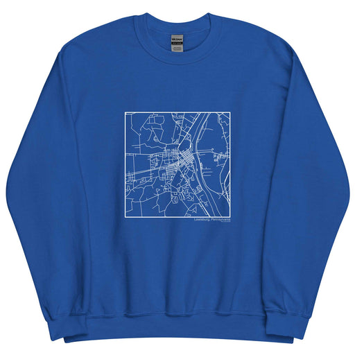 Lewisburg Pennsylvania  Map Unisex Crewneck Sweater with City inscription in Royal Blue