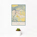 12x18 Lewiston Idaho Map Print Portrait Orientation in Woodblock Style With Small Cactus Plant in White Planter