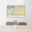 24x36 Lewiston Idaho Map Print Lanscape Orientation in Woodblock Style Behind 2 Chairs Table and Potted Plant