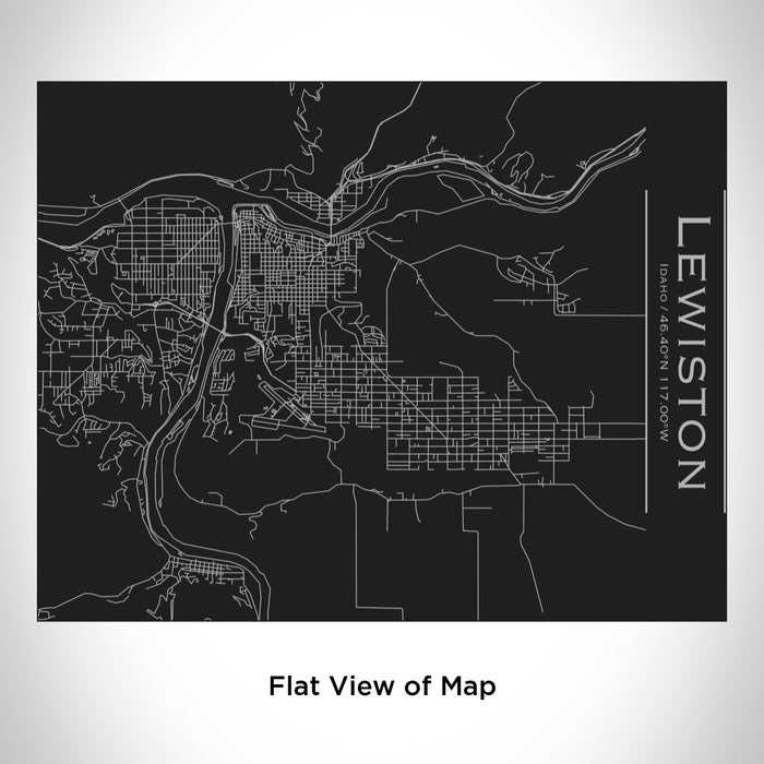 Rendered View of Lewiston Idaho Map Engraving on 20oz Stainless Steel Insulated Bottle with Bamboo Top in Black