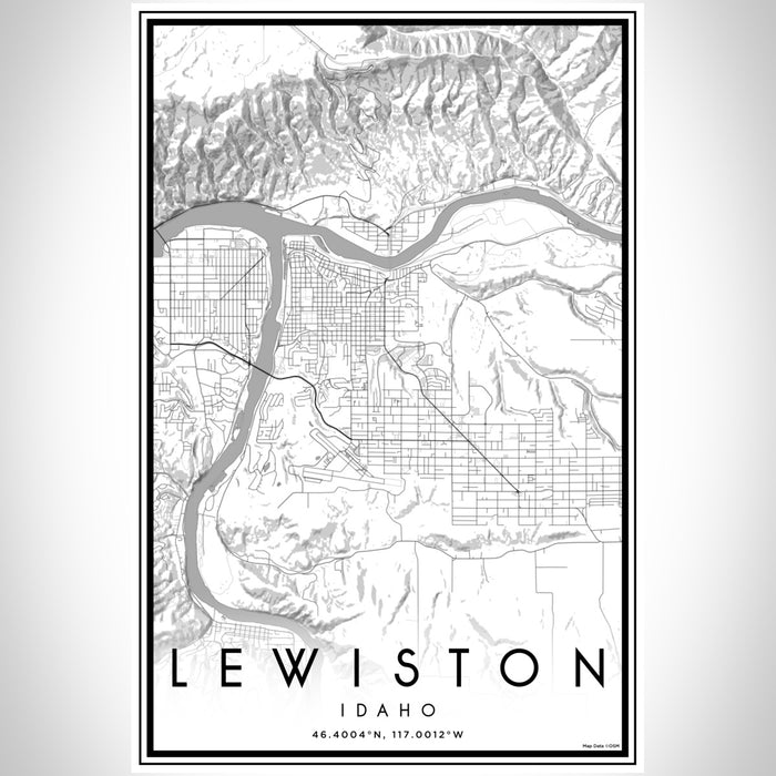 Lewiston Idaho Map Print Portrait Orientation in Classic Style With Shaded Background