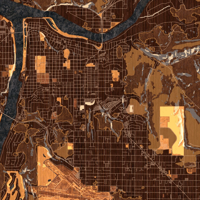 Lewiston Idaho Map Print in Ember Style Zoomed In Close Up Showing Details