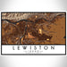 Lewiston Idaho Map Print Landscape Orientation in Ember Style With Shaded Background