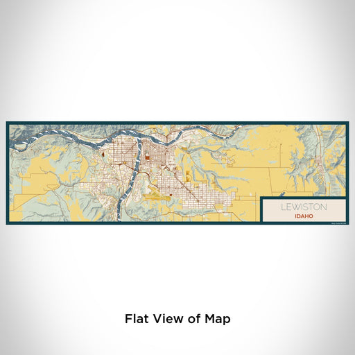 Flat View of Map Custom Lewiston Idaho Map Enamel Mug in Woodblock