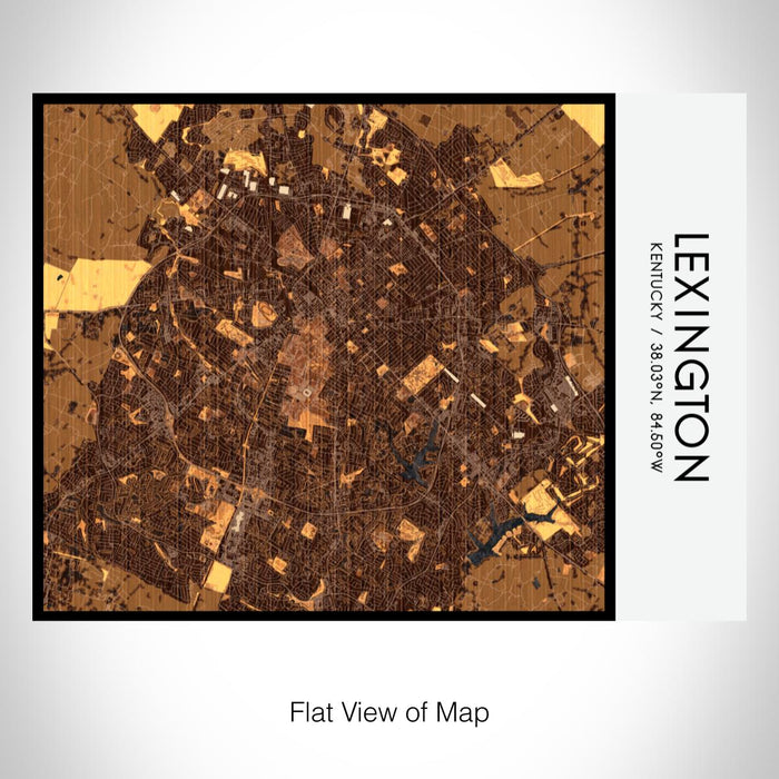 Rendered View of Lexington Kentucky Map on 20oz Stainless Steel Insulated Bottle with Bamboo Top with printed ember style map