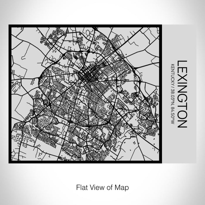Rendered View of Lexington Kentucky Map on 20oz Stainless Steel Insulated Bottle with Bamboo Top with printed Tactile Lines Map in Black
