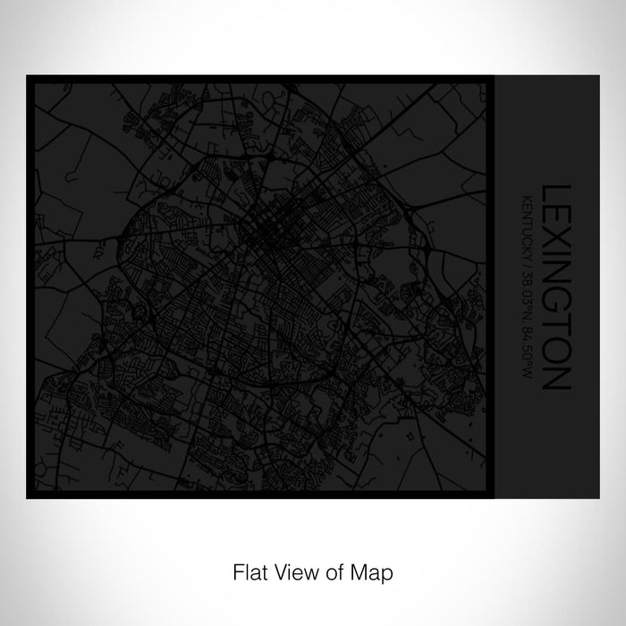 Rendered View of Lexington Kentucky Map on 20oz Stainless Steel Insulated Bottle with Bamboo Top in Matte Black with printed Tactile Lines Map in Black