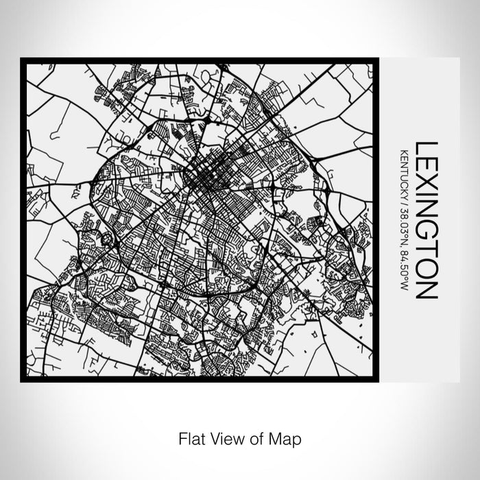 Rendered View of Lexington Kentucky Map on 20oz Stainless Steel Insulated Bottle with Bamboo Top in Matte White with printed Tactile Lines Map in Black