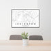 24x36 Lexington Virginia Map Print Landscape Orientation in Classic Style Behind 2 Chairs Table and Potted Plant