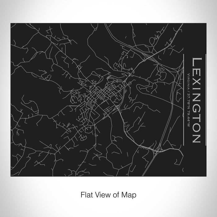 Rendered View of Lexington Virginia Map on 20oz Stainless Steel Insulated Bottle with Bamboo Top in Black