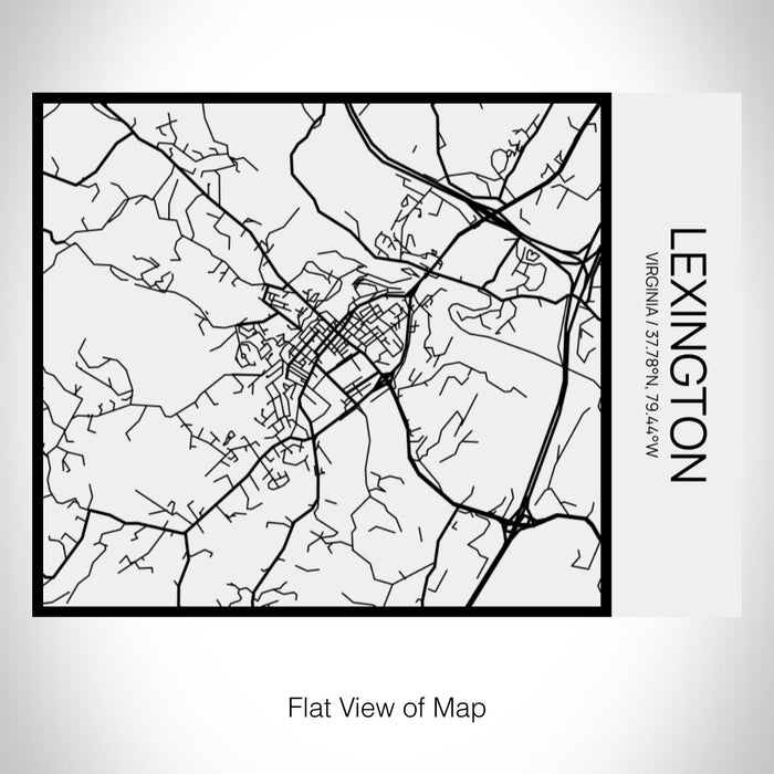 Rendered View of Lexington Virginia Map on 20oz Stainless Steel Insulated Bottle with Bamboo Top in Matte White with printed Tactile Lines Map in Black