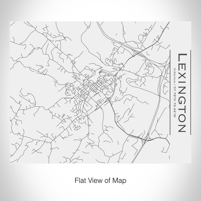 Rendered View of Lexington Virginia Map on 20oz Stainless Steel Insulated Bottle with Bamboo Top in White