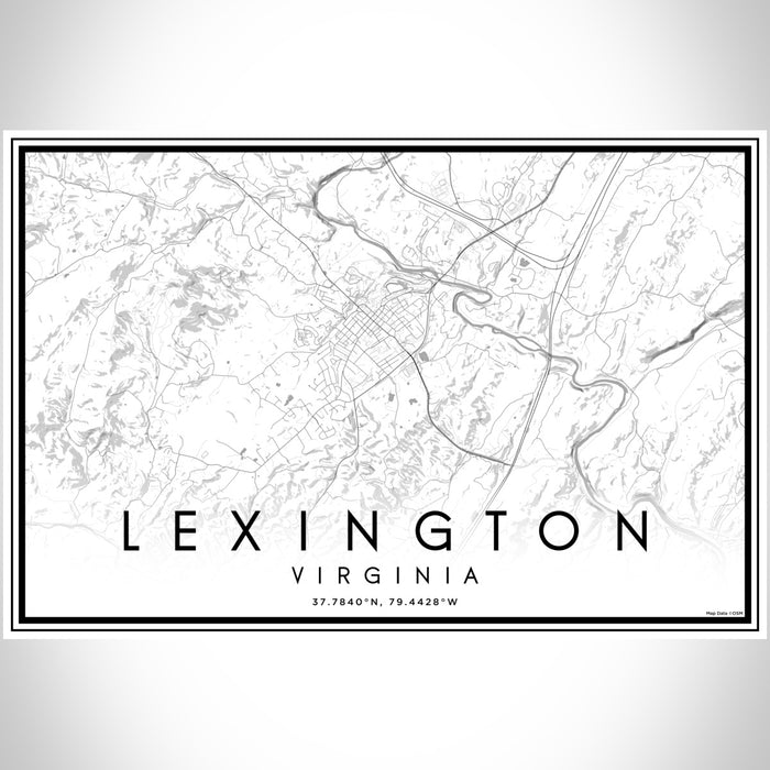 Lexington Virginia Map Print Landscape Orientation in Classic Style With Shaded Background