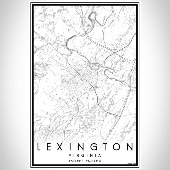 Lexington Virginia Map Print Portrait Orientation in Classic Style With Shaded Background