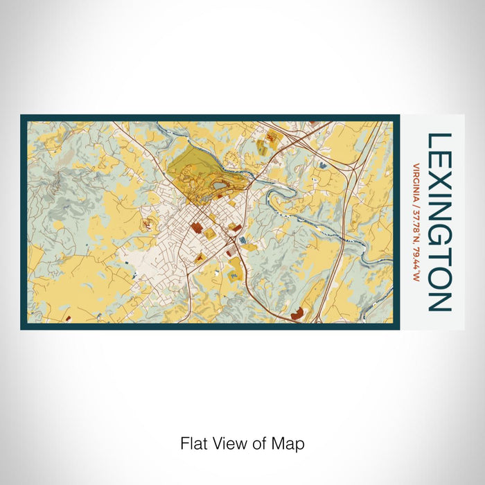 Rendered View of Lexington Virginia Map on 17oz Stainless Steel Insulated Bottle with printed woodblock style map