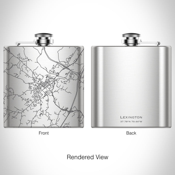 Rendered View of Lexington Virginia Map on 6oz Stainless Steel Flask