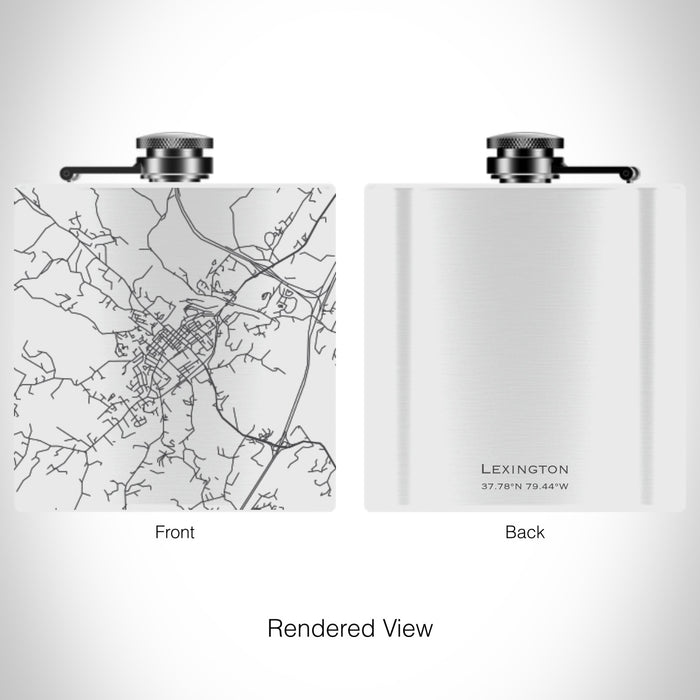 Rendered View of Lexington Virginia Map on 6oz Stainless Steel Flask in White