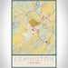 Lexington Virginia Map Print Portrait Orientation in Woodblock Style With Shaded Background