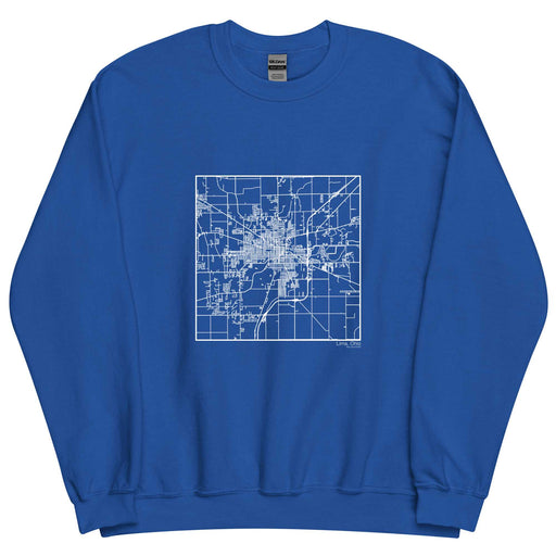 Lima Ohio  Map Unisex Crewneck Sweater with City inscription in Royal Blue