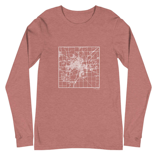 Lima Ohio  Map Unisex Long-Sleeve T-shirt with City inscription in Heather Mauve