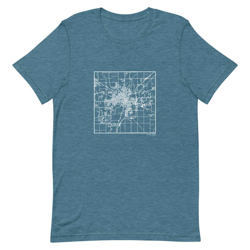 Lima Ohio  Map Unisex T-Shirt with City inscription in Heather Teal