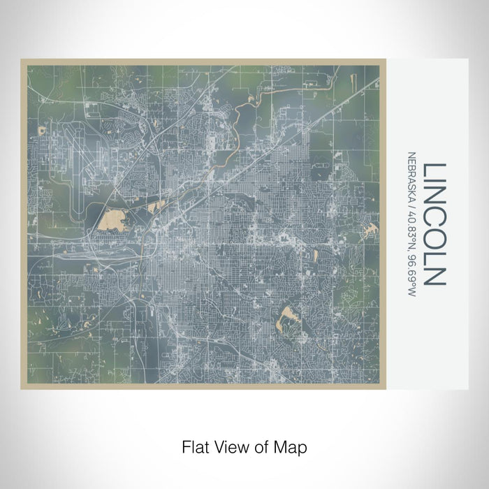 Rendered View of Lincoln Nebraska Map on 20oz Stainless Steel Insulated Bottle with Bamboo Top with printed afternoon style map