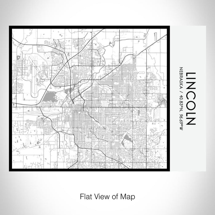 Rendered View of Lincoln Nebraska Map on 20oz Stainless Steel Insulated Bottle with Bamboo Top with printed classic style map