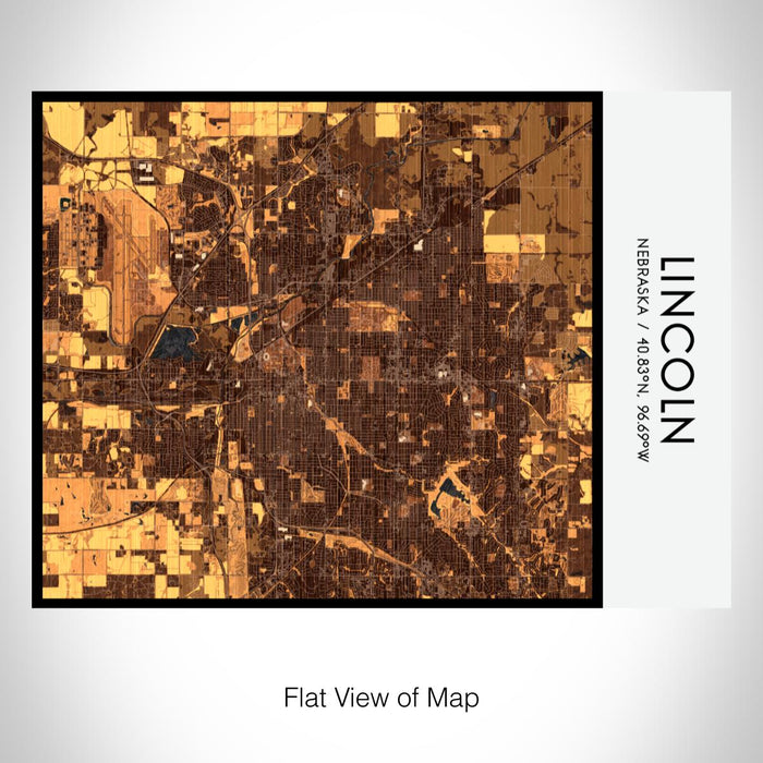 Rendered View of Lincoln Nebraska Map on 20oz Stainless Steel Insulated Bottle with Bamboo Top with printed ember style map