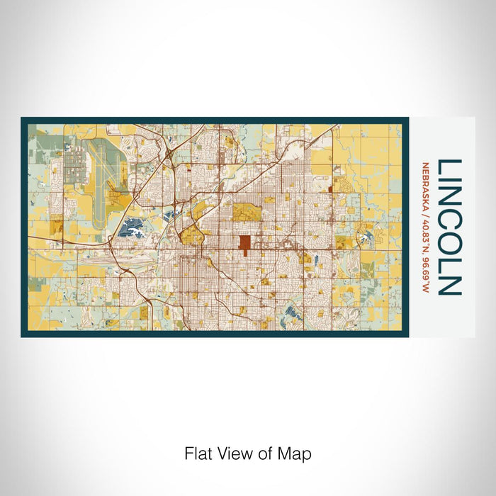 Rendered View of Lincoln Nebraska Map on 17oz Stainless Steel Insulated Bottle with printed woodblock style map