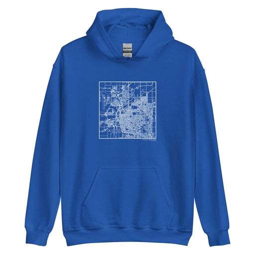 Lincoln Nebraska  Map Unisex Hoodie Sweater with City inscription in Royal Blue
