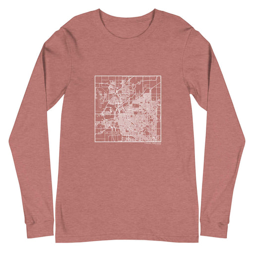 Lincoln Nebraska  Map Unisex Long-Sleeve T-shirt with City inscription in Heather Mauve