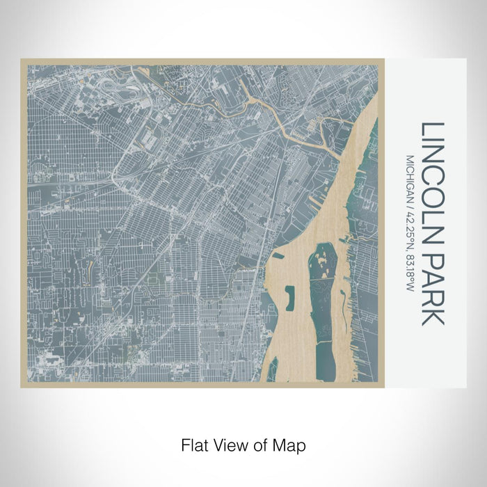 Rendered View of Lincoln Park Michigan Map on 20oz Stainless Steel Insulated Bottle with Bamboo Top with printed afternoon style map