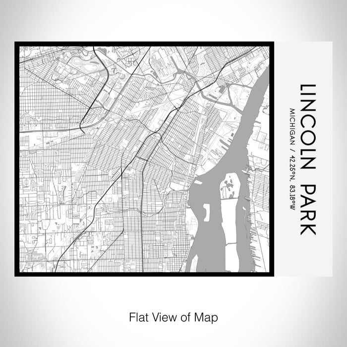 Rendered View of Lincoln Park Michigan Map on 20oz Stainless Steel Insulated Bottle with Bamboo Top with printed classic style map