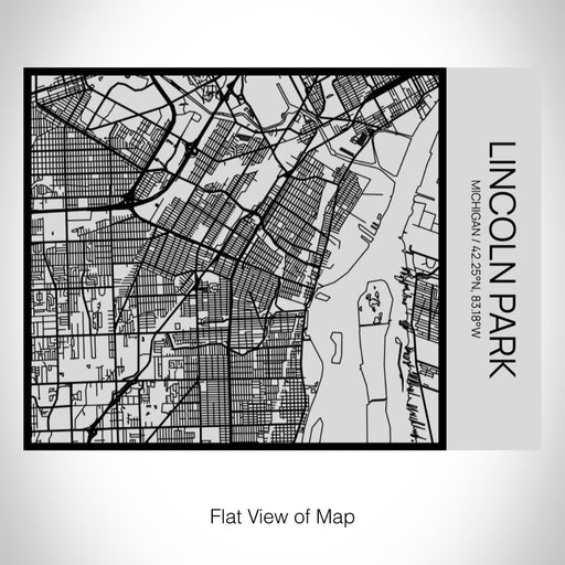 Rendered View of Lincoln Park Michigan Map on 20oz Stainless Steel Insulated Bottle with Bamboo Top with printed Tactile Lines Map in Black