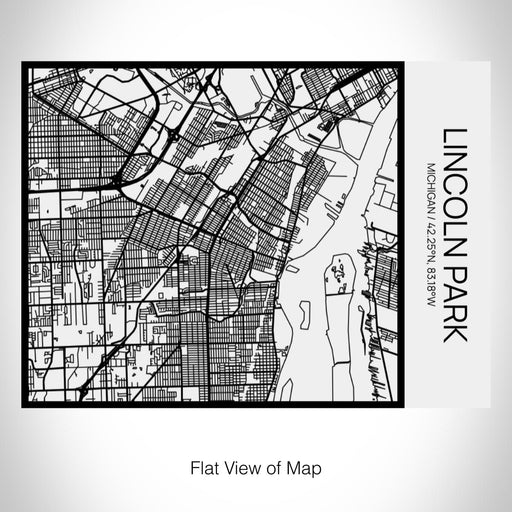 Rendered View of Lincoln Park Michigan Map on 20oz Stainless Steel Insulated Bottle with Bamboo Top in Matte White with printed Tactile Lines Map in Black
