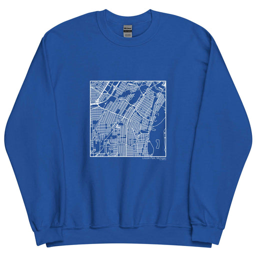 Lincoln Park Michigan  Map Unisex Crewneck Sweater with City inscription in Royal Blue