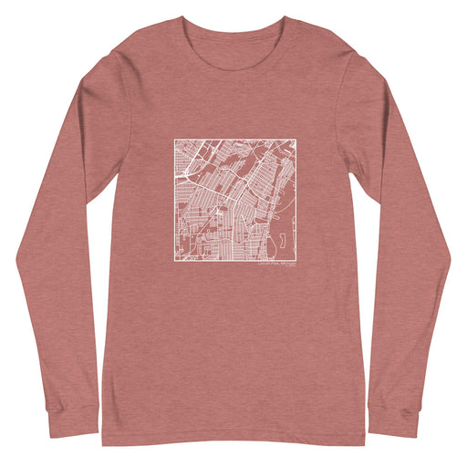 Lincoln Park Michigan  Map Unisex Long-Sleeve T-shirt with City inscription in Heather Mauve